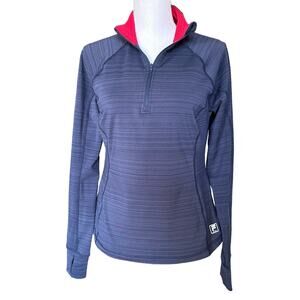 FILA Sport Shirt Womens Sz M Blue‎ 1/4 Zip Running Fitted Sport Top Long Sleeve